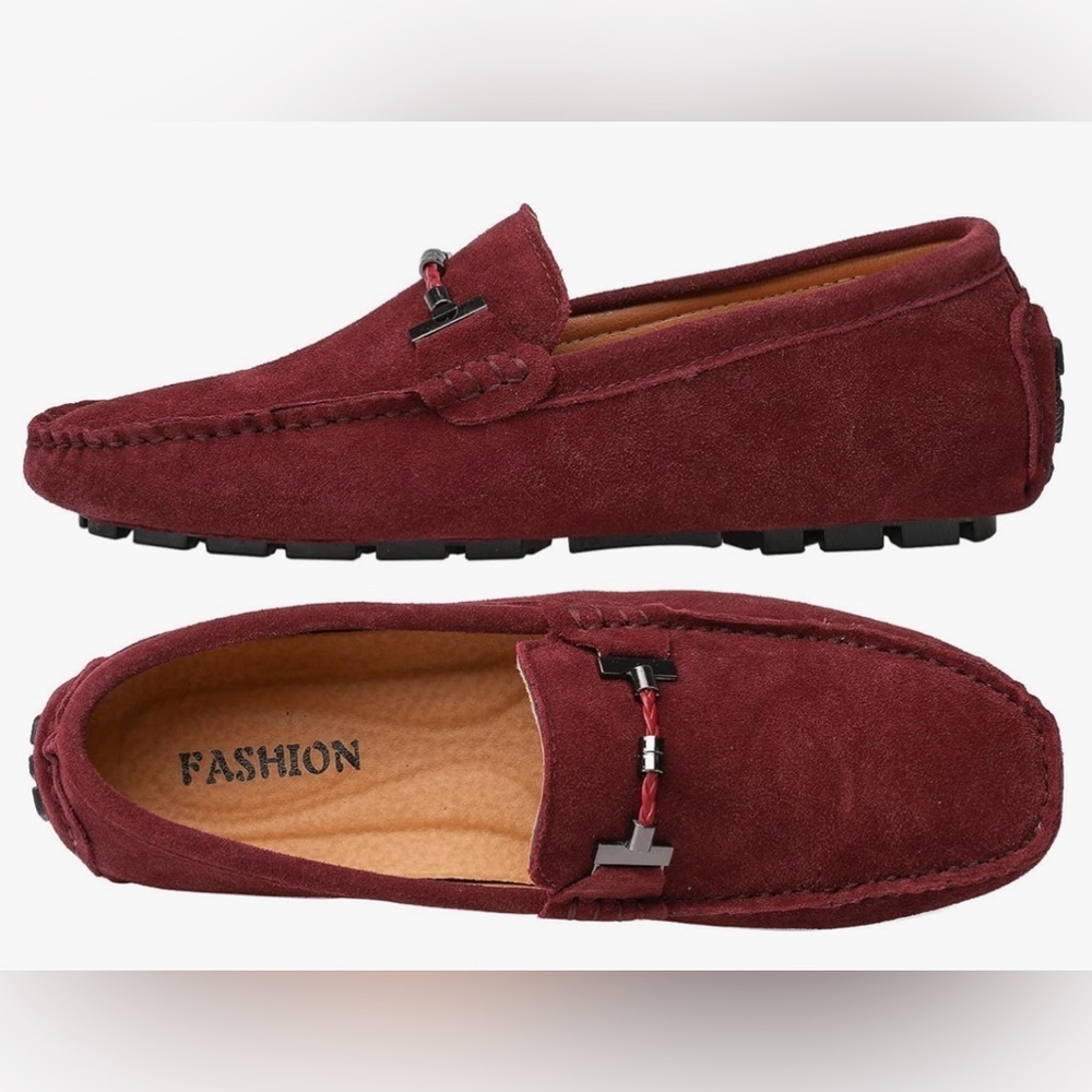 Flat Loafer for Men Suede Leather Slip-on Dress Driving Moccasins Casual Boat